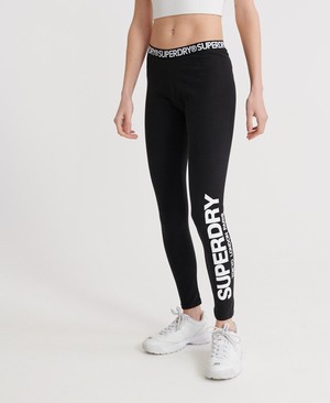 Superdry Logo Elastic Leggings Női Sportruházat Fekete | LZETC1042